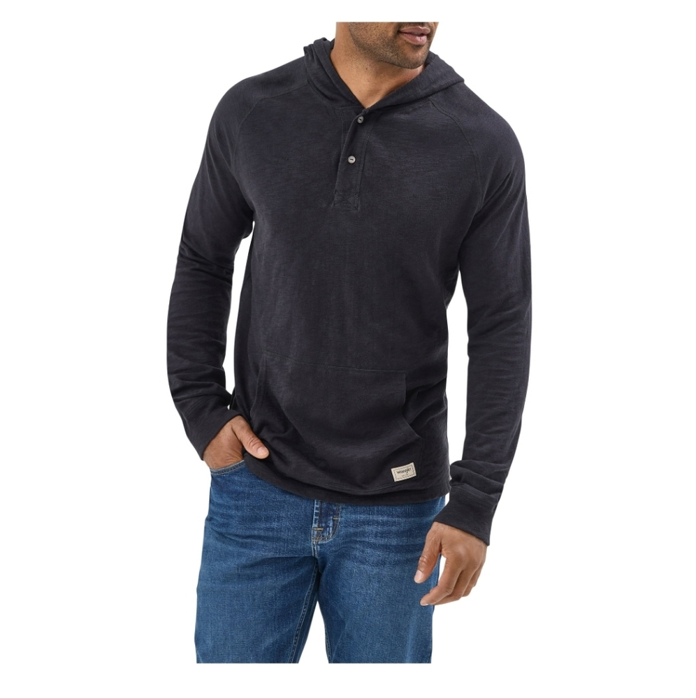 Men's Wrangler Long Sleeve Hooded Pullover Caviar Black